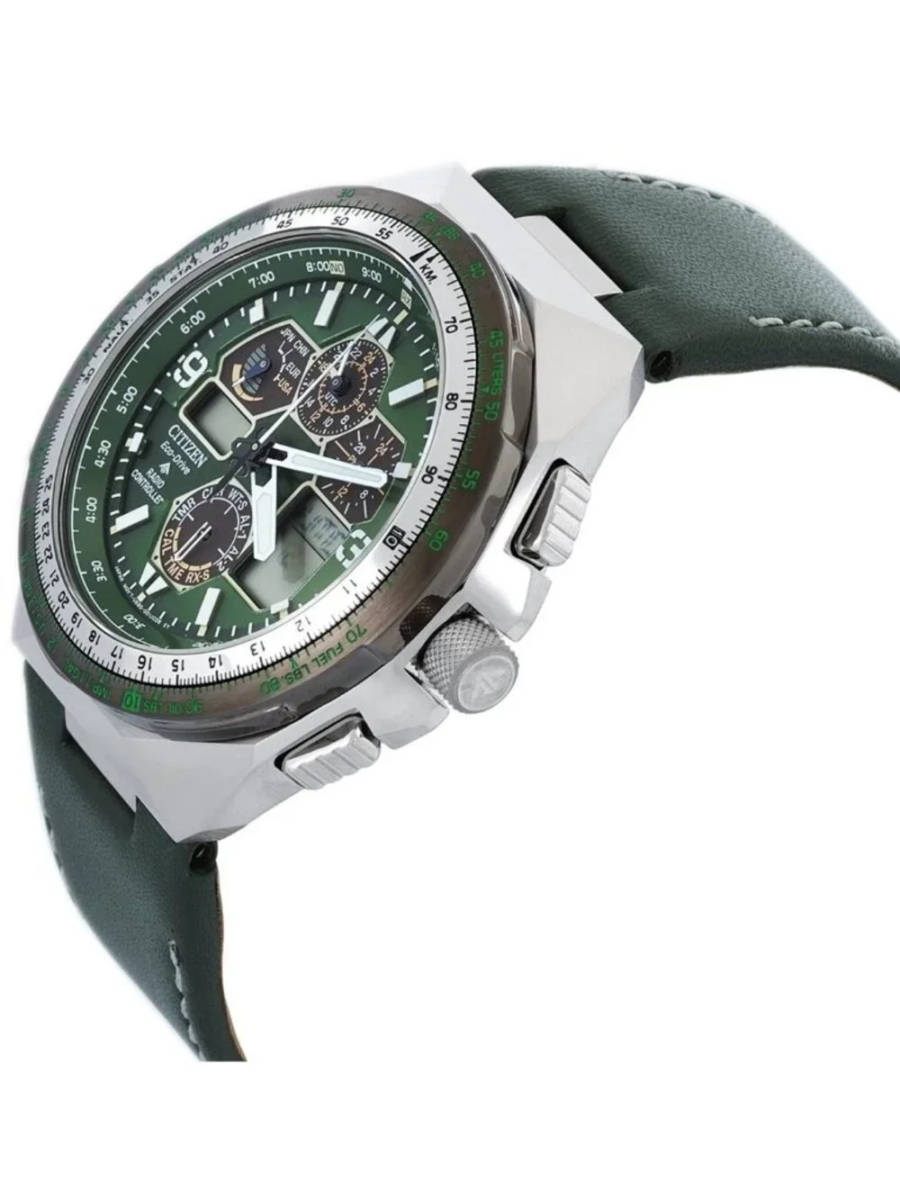 NWT Citizen Promaster Skyhawk A-T Chronograph Green Dial Men's Watch